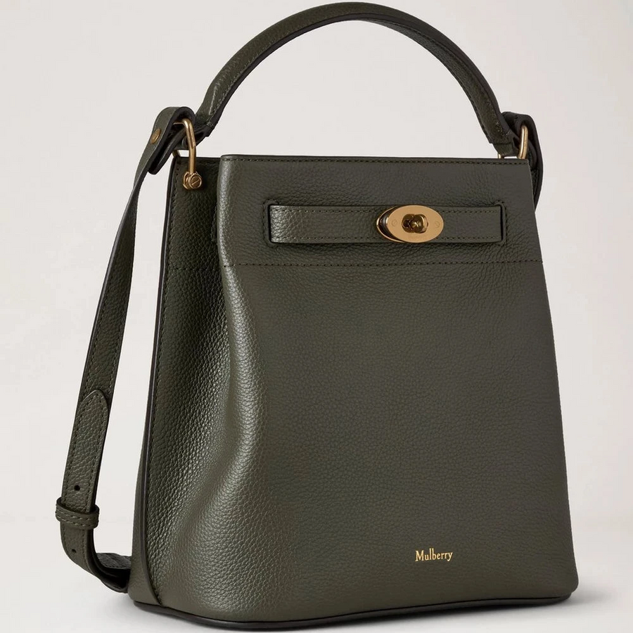 Mulberry Islington Bucket Juniper Green Kleine klassische Körnung