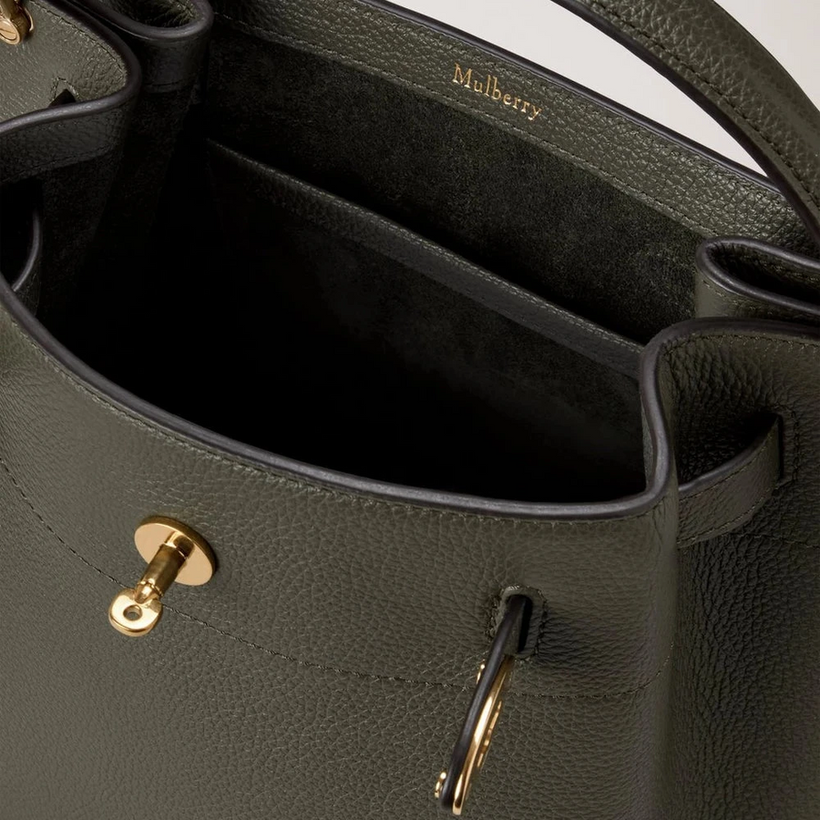 Mulberry Islington Bucket Juniper Green Kleine klassische Körnung