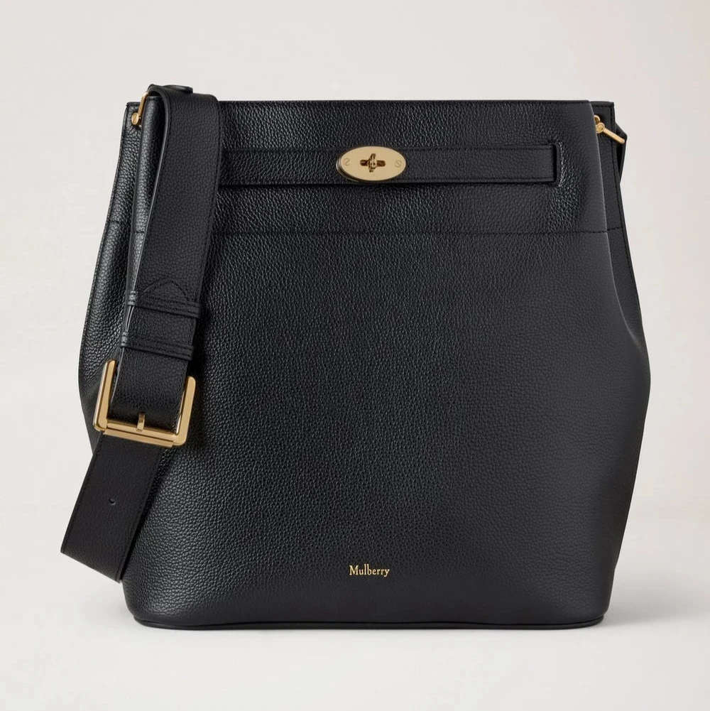 Mulberry Großer Islington Bucket kleines klassisches Getreideschwarz