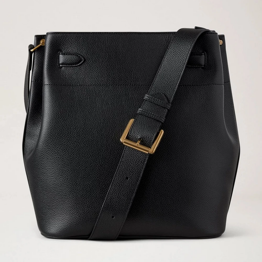 Mulberry Großer Islington Bucket kleines klassisches Getreideschwarz