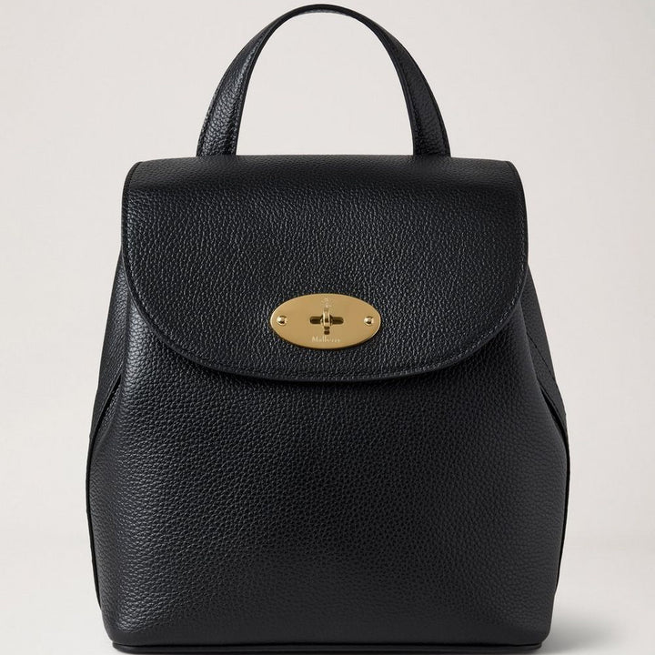 Mulberry Mini Bayswater Rucksack, kleines Modell, klassisches Narbenleder, Schwarz
