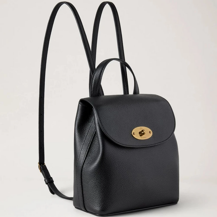Mulberry Mini Bayswater Rucksack, kleines Modell, klassisches Narbenleder, Schwarz