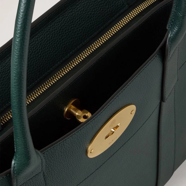 Mulberry Bayswater 9 To 5 Kleine Handtasche aus klassischem genarbtem Leder, Mulberry Grün