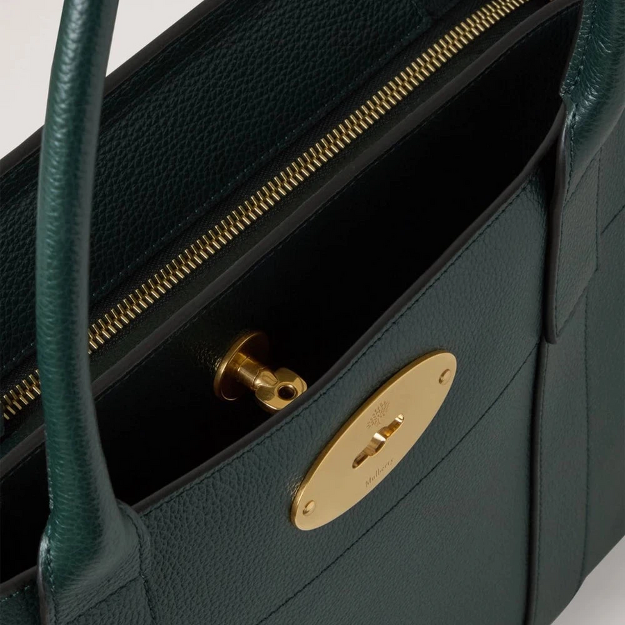 Mulberry Bayswater 9 To 5 Kleine Handtasche aus klassischem genarbtem Leder, Mulberry Grün