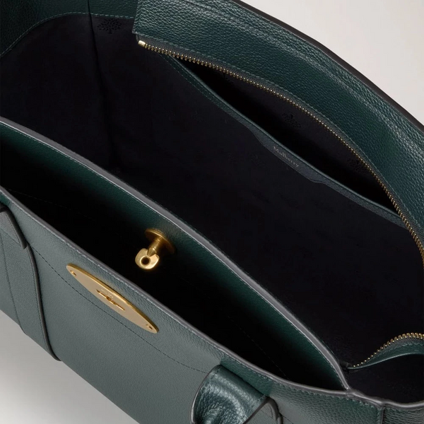Mulberry Bayswater 9 To 5 Kleine Handtasche aus klassischem genarbtem Leder, Mulberry Grün