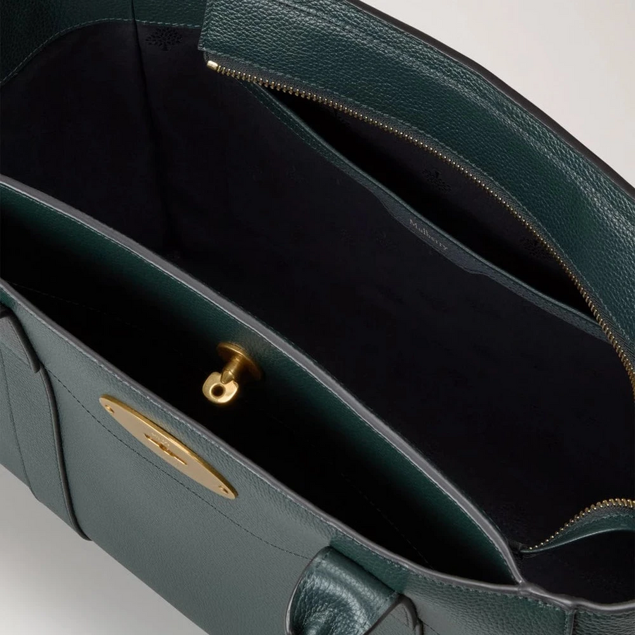 Mulberry Bayswater 9 To 5 Kleine Handtasche aus klassischem genarbtem Leder, Mulberry Grün
