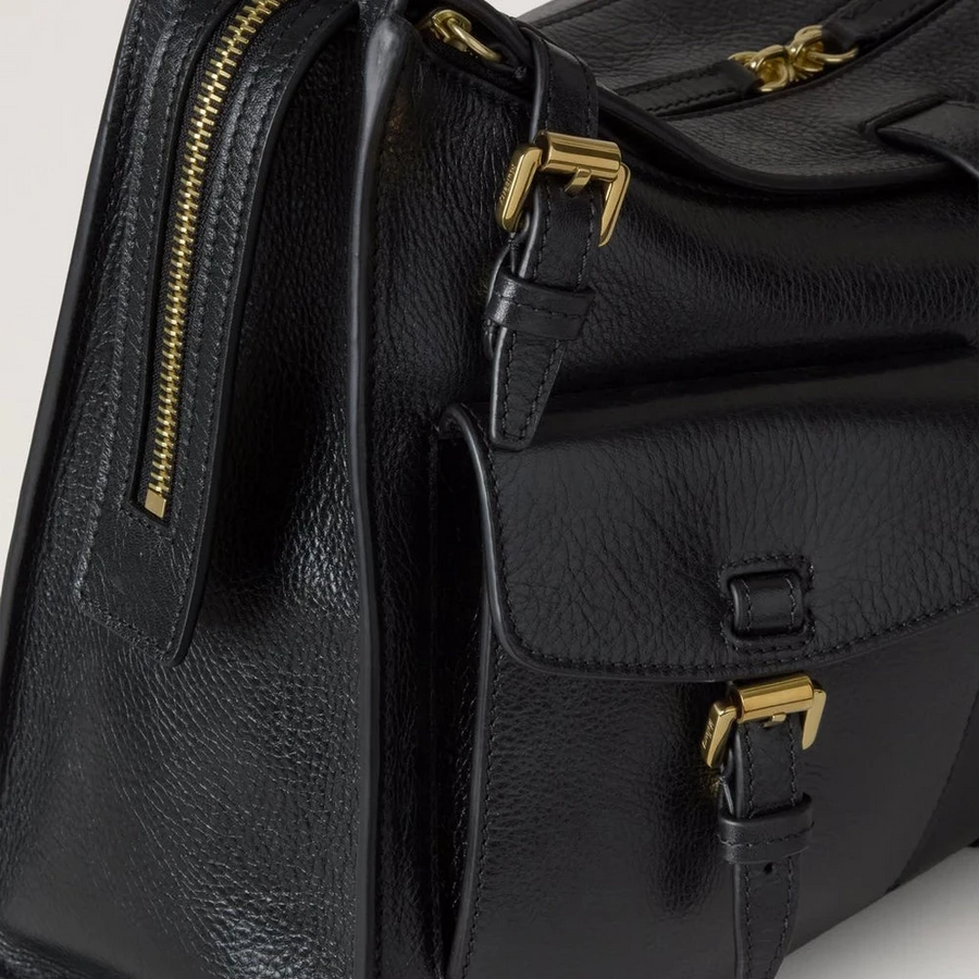 Mulberry Roxanne Umhängetasche Hochglanzleder Schwarz