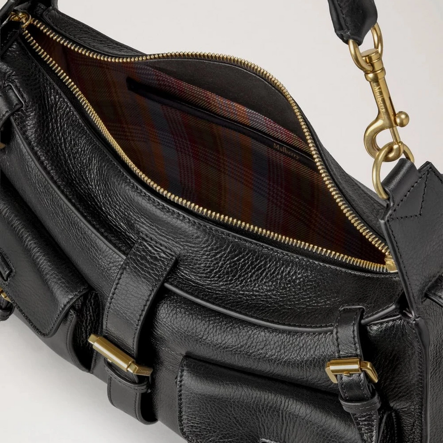 Mulberry Roxanne Umhängetasche Hochglanzleder Schwarz