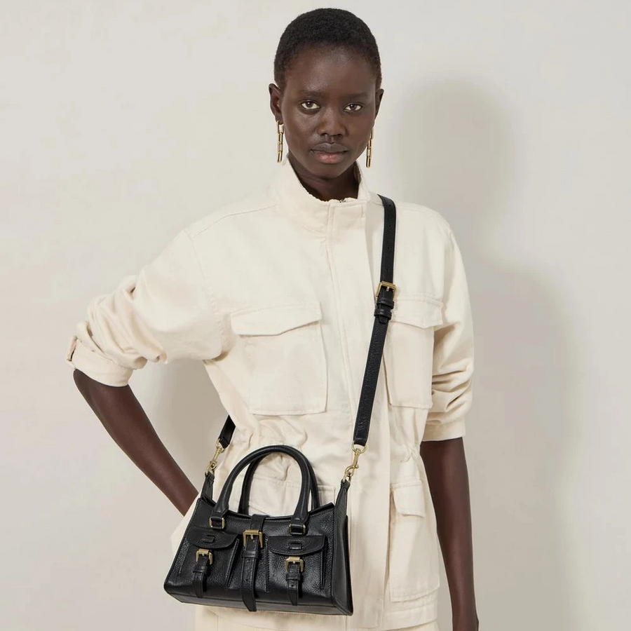 Mulberry Mini Roxanne Hochglanzleder Schwarz