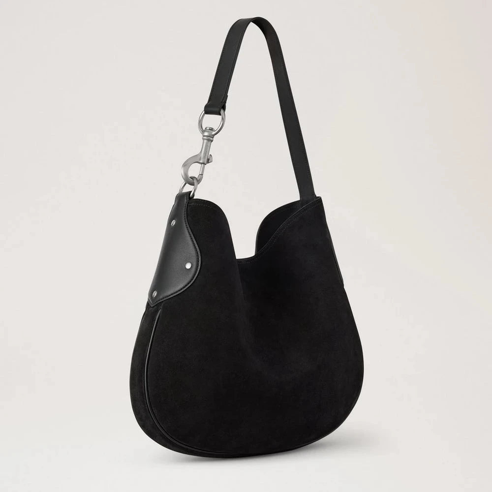 Mulberry Hackney Schultertasche aus schwarzem Wildleder 