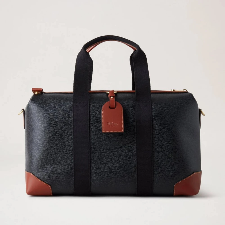 Mulberry Heritage Day Clipper Schwarz &amp; Cognac Bedrucktes BioVeg Scotchgrain