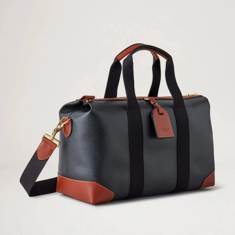 Mulberry Heritage Day Clipper Schwarz &amp; Cognac Bedrucktes BioVeg Scotchgrain