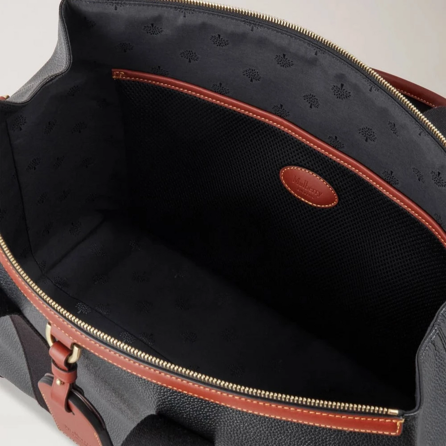 Mulberry Heritage Day Clipper Schwarz &amp; Cognac Bedrucktes BioVeg Scotchgrain