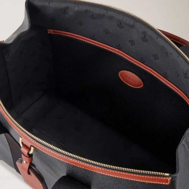 Mulberry Heritage Day Clipper Schwarz &amp; Cognac Bedrucktes BioVeg Scotchgrain