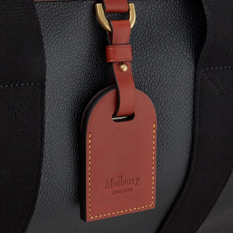 Mulberry Heritage Day Clipper Schwarz &amp; Cognac Bedrucktes BioVeg Scotchgrain