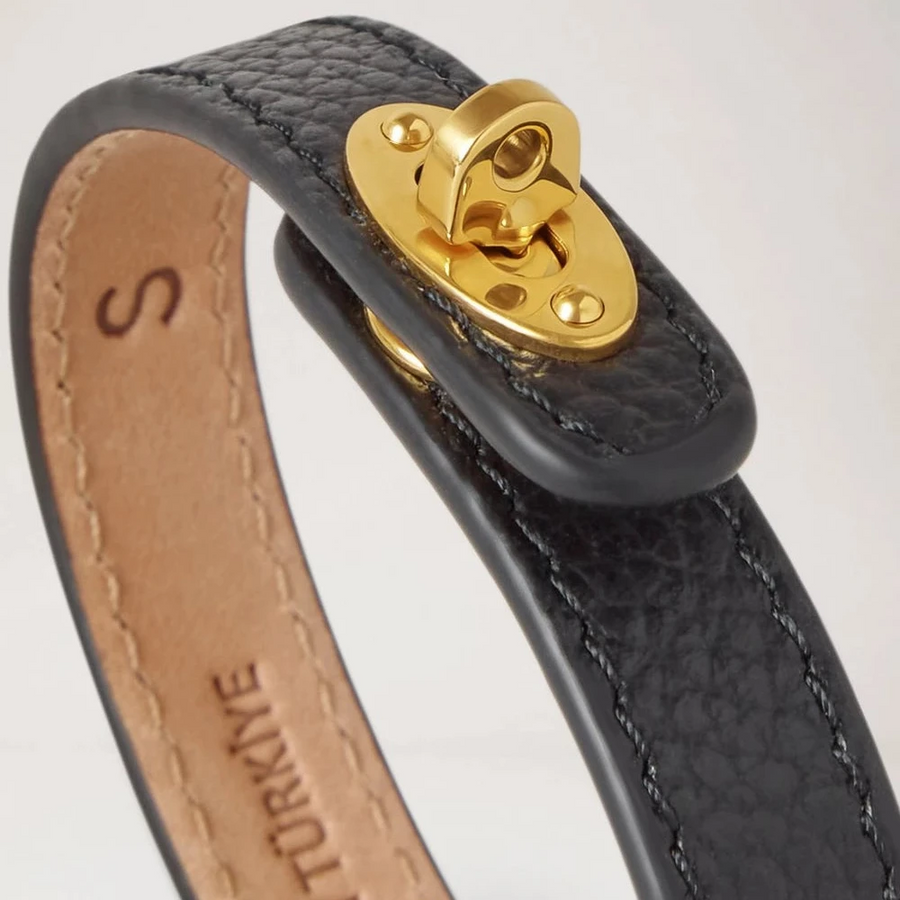 Mulberry Bayswater Dünnes Lederarmband Schwarz
