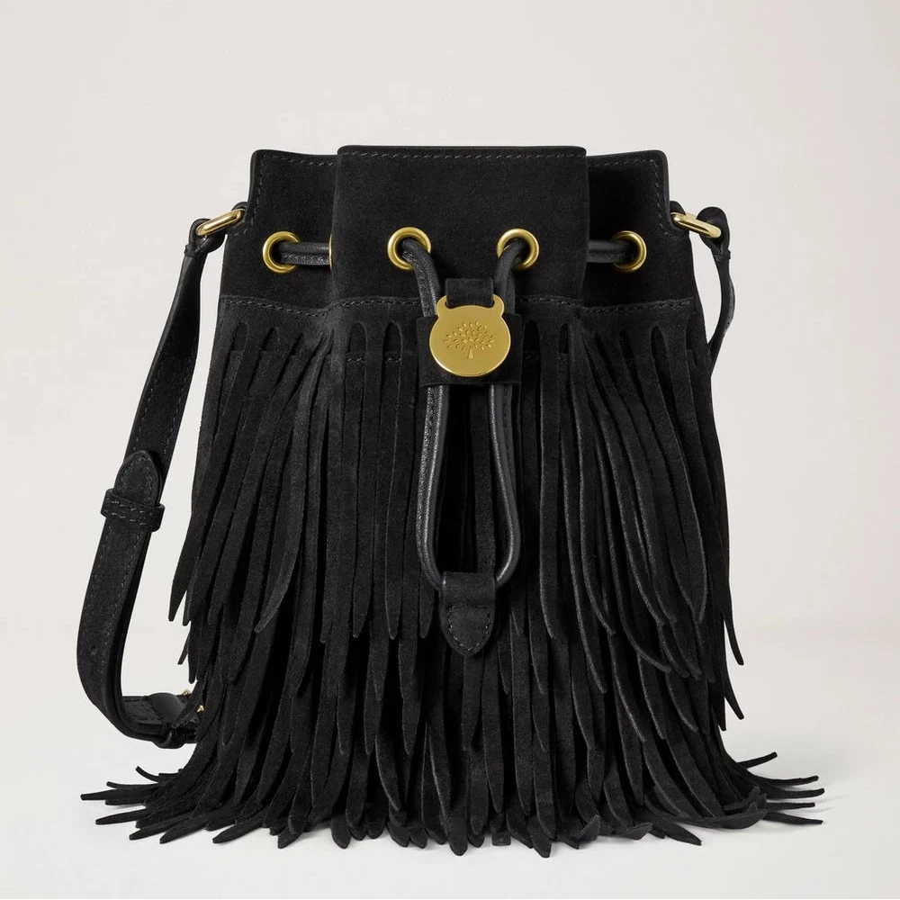 Mulberry Mini Drawstring Bucket Wildleder-Fransen 