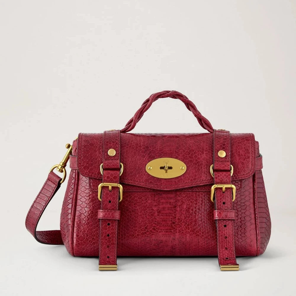 Mulberry Mini Alexa Waxed Snake Apfelrot 