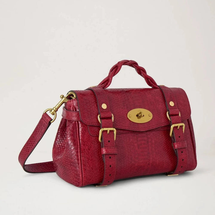 Mulberry Mini Alexa Waxed Snake Apfelrot 