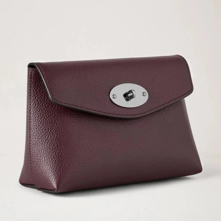 Mulberry Darley Kosmetiktasche Klein Klassisches Narbenleder Schwarz Kirschrot
