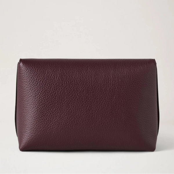 Mulberry Darley Kosmetiktasche Klein Klassisches Narbenleder Schwarz Kirschrot