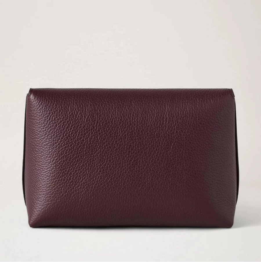 Mulberry Darley Kosmetiktasche Klein Klassisches Narbenleder Schwarz Kirschrot