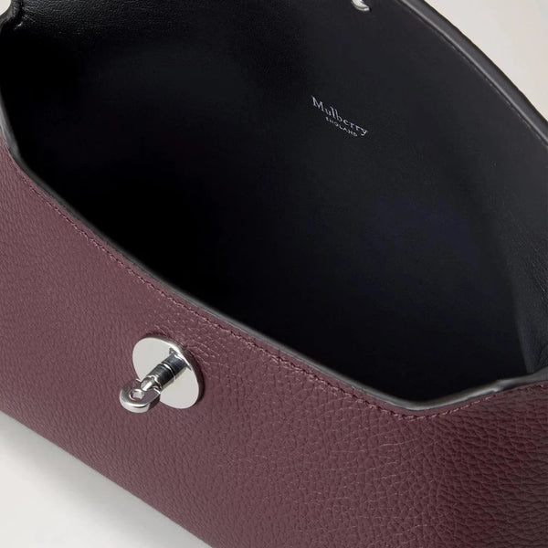 Mulberry Darley Kosmetiktasche Klein Klassisches Narbenleder Schwarz Kirschrot