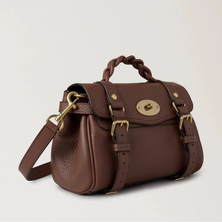 Mulberry Mini Alexa Bright Oak Grobnarbiges Leder