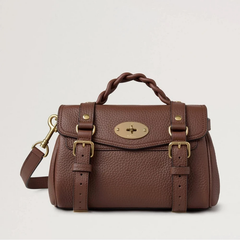 Mulberry Mini Alexa Bright Oak Grobnarbiges Leder