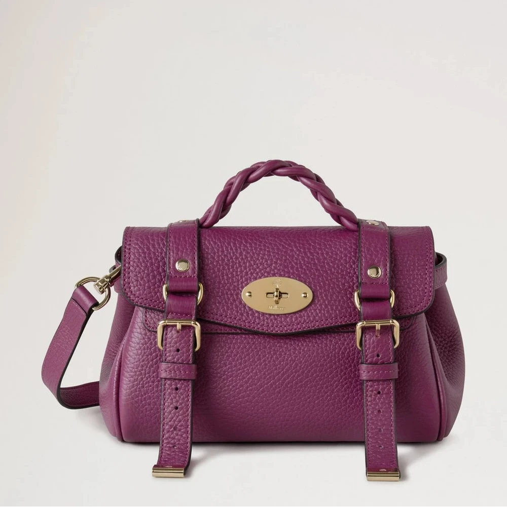Mulberry Mini Alexa Orchid Bloom Leder mit grober Narbung