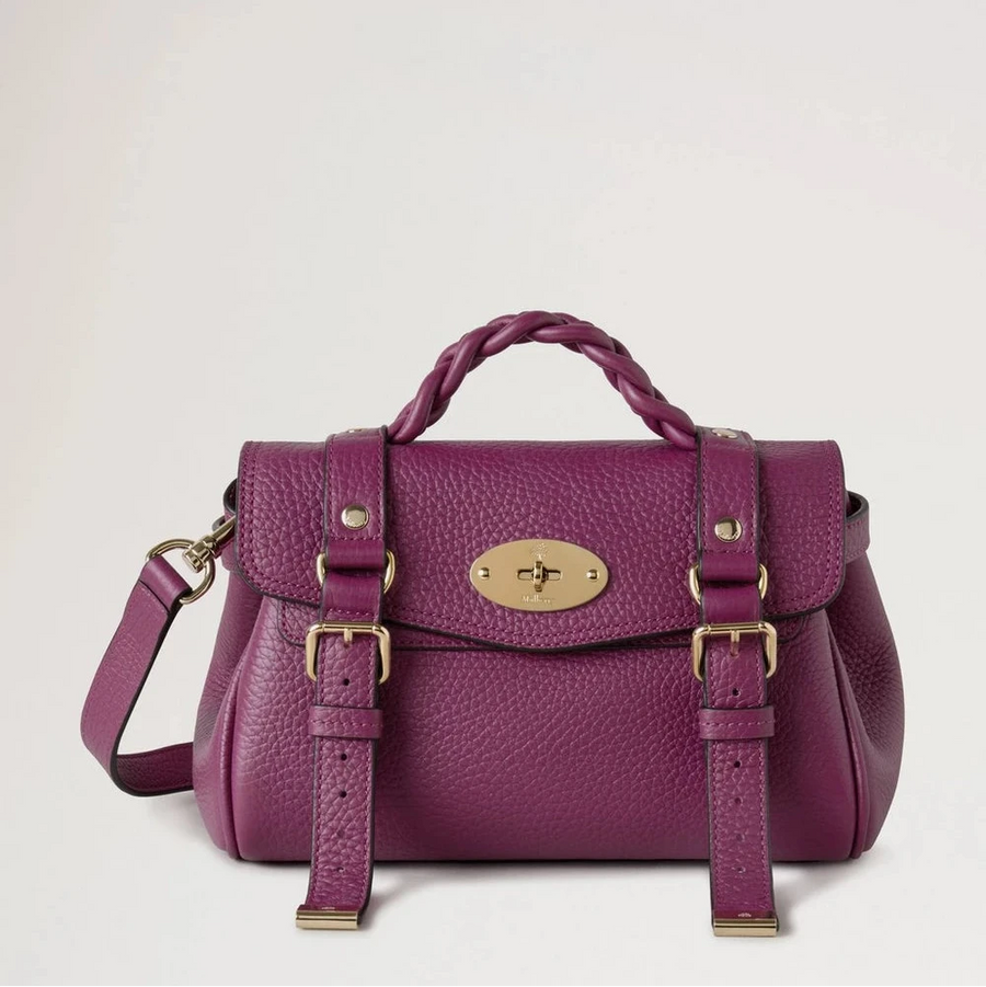 Mulberry Mini Alexa Orchid Bloom Leder mit grober Narbung