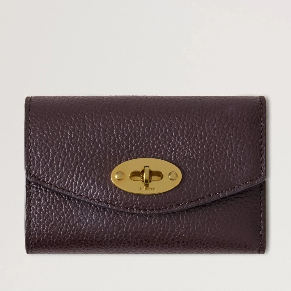 Mulberry Darley gefaltetes Multikarten-Portemonnaie, kleines klassisches Narbenleder, Ebenholz