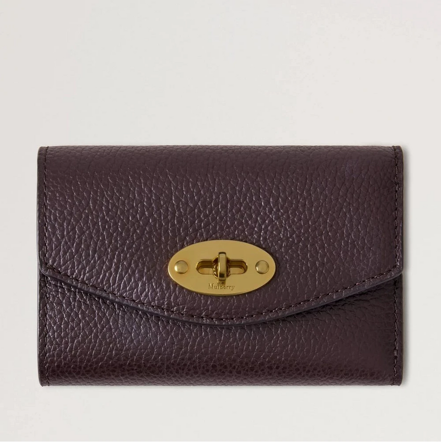 Mulberry Darley gefaltetes Multikarten-Portemonnaie, kleines klassisches Narbenleder, Ebenholz