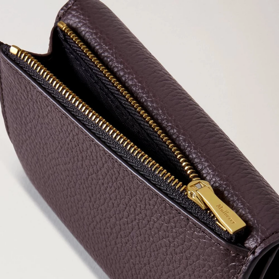 Mulberry Darley gefaltetes Multikarten-Portemonnaie, kleines klassisches Narbenleder, Ebenholz