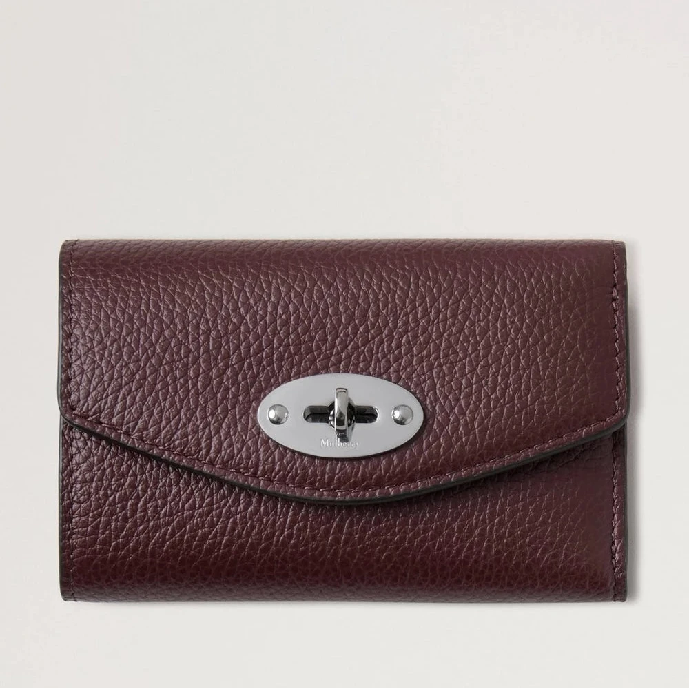 Mulberry Darley Folded Multi-Card Wallet Schwarzkirsche Small Classic Grain 