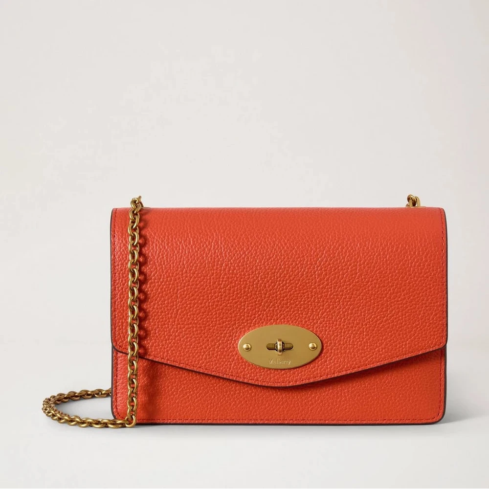 Mulberry Klein Darley Korallenorange Small Classic Grain 