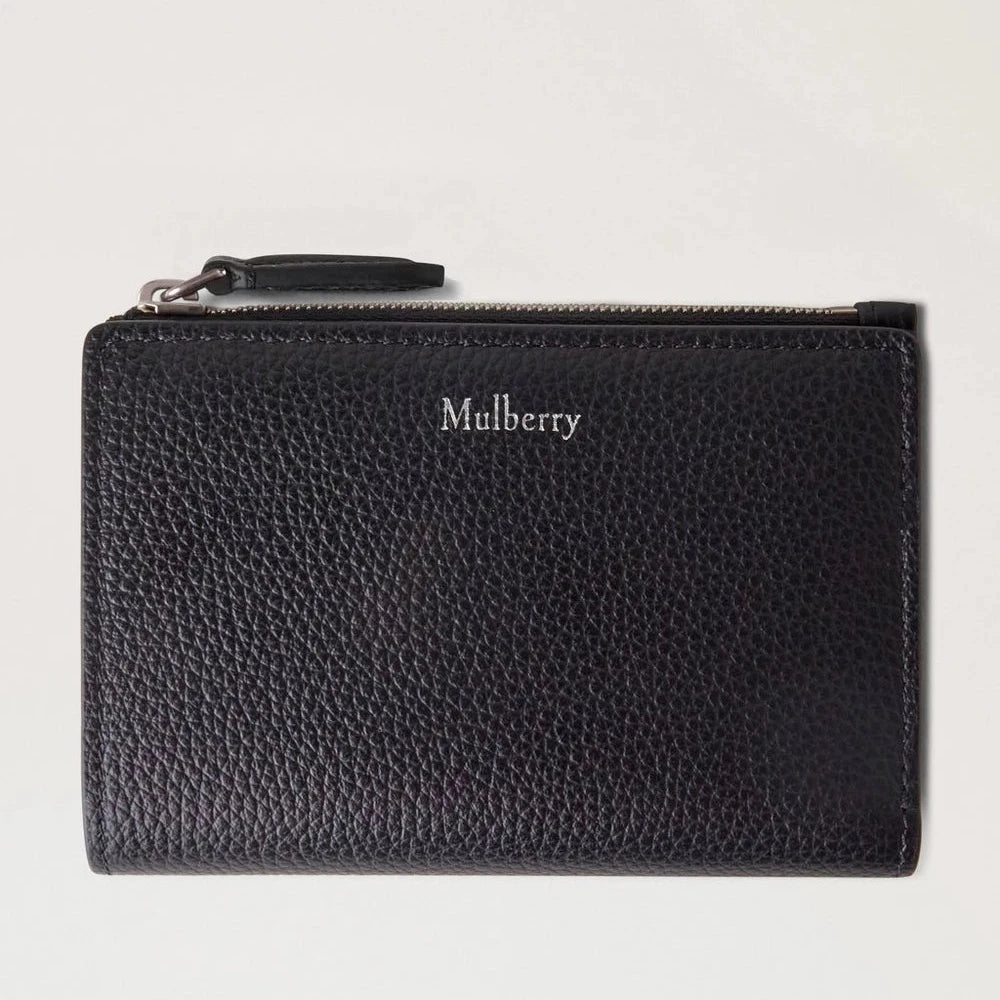Mulberry Continental Bifold Zipped Wallet Schwarz Small Classic Grain 
