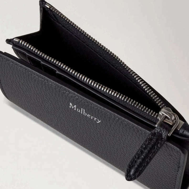 Mulberry Continental Bifold Zipped Wallet Schwarz Small Classic Grain 