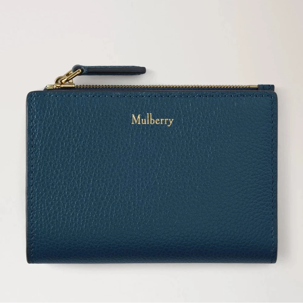 Mulberry Continental Bifold Zippe Portemonnaie Out of the Blue Small Classic Grain 