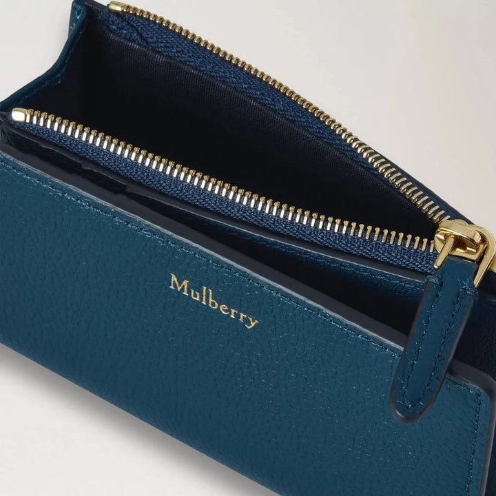 Mulberry Continental Bifold Zippe Portemonnaie Out of the Blue Small Classic Grain 