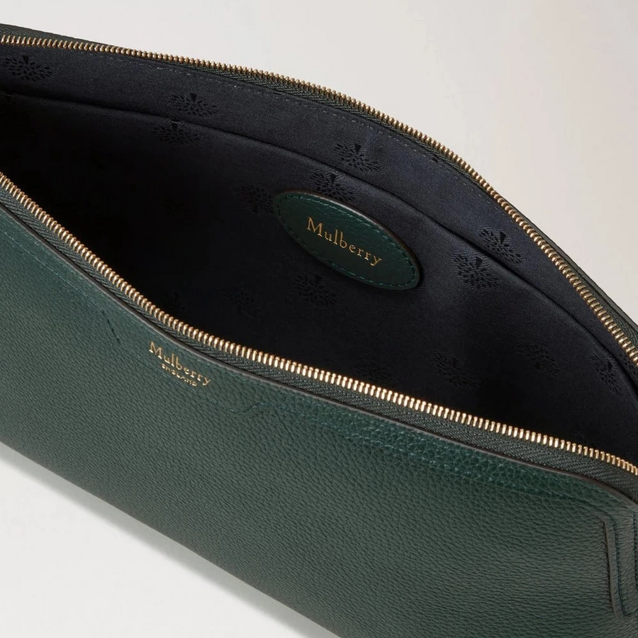 Mulberry Mittelgroße Kosmetiktasche Mulberry Grüne kleine klassische Körnung