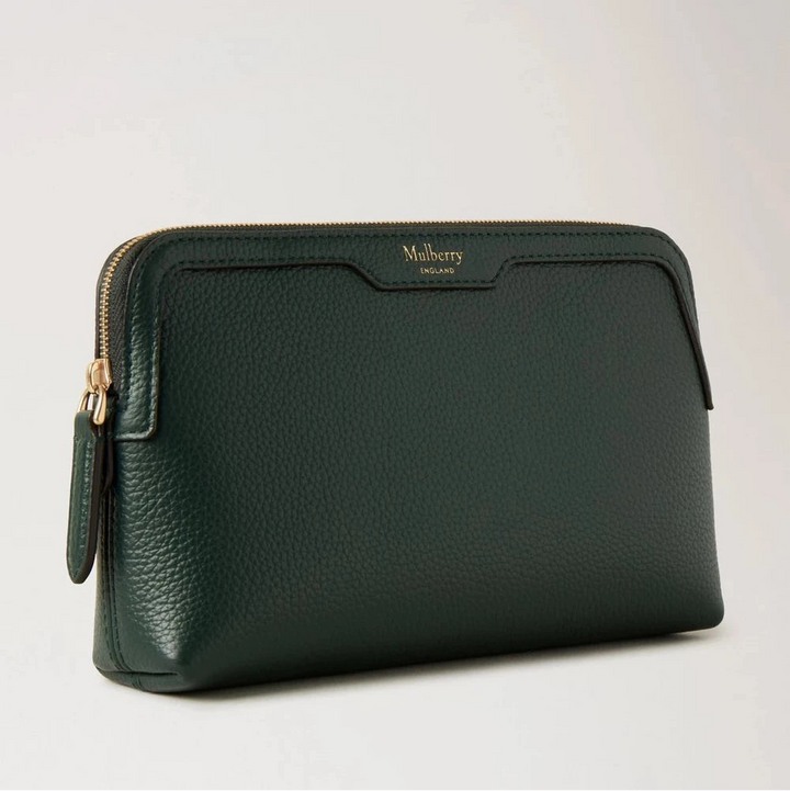 Kleines Kosmetiktäschchen von Mulberry Leder mit klassischer Narbung in Mulberry Grün