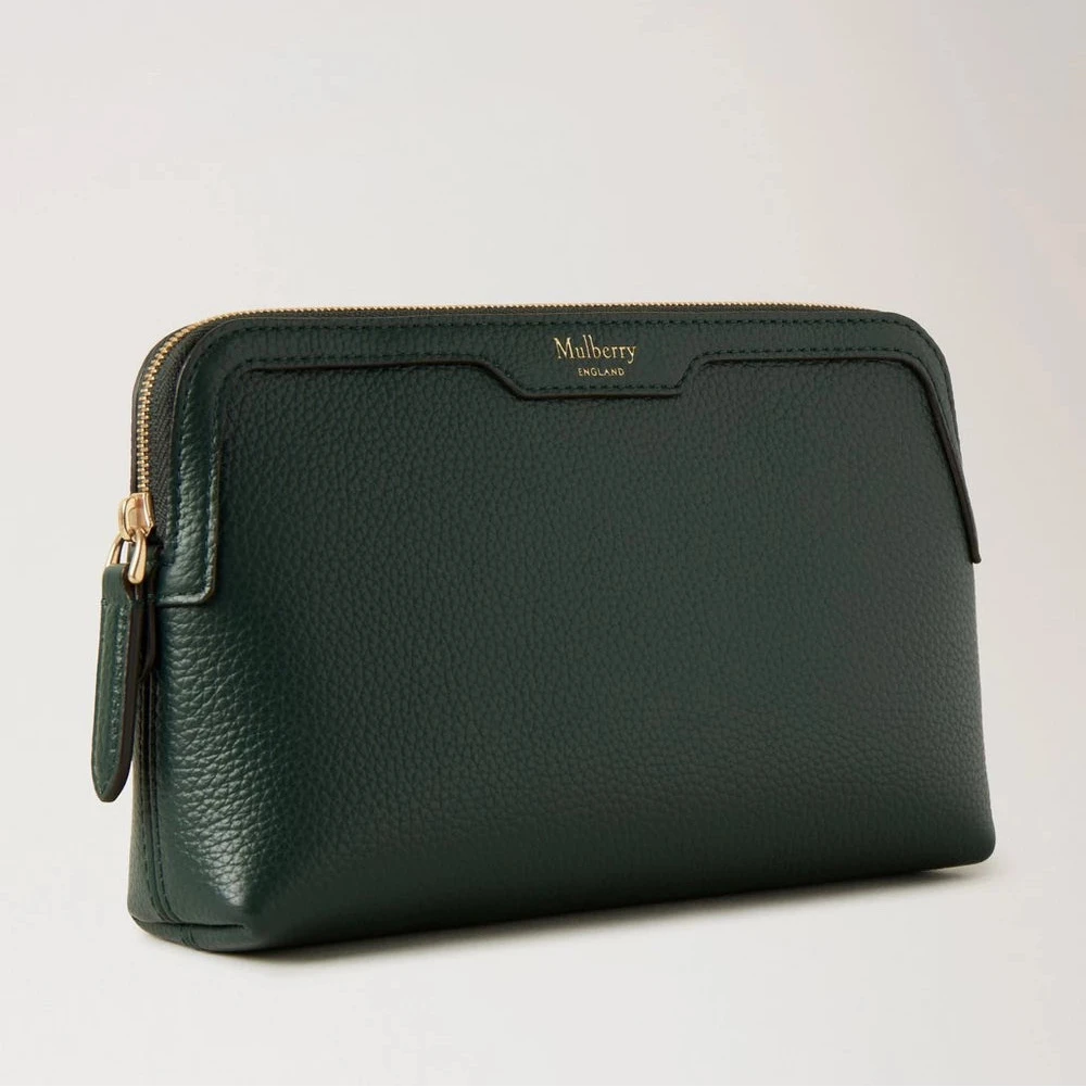 Kleines Kosmetiktäschchen von Mulberry Leder mit klassischer Narbung in Mulberry Grün