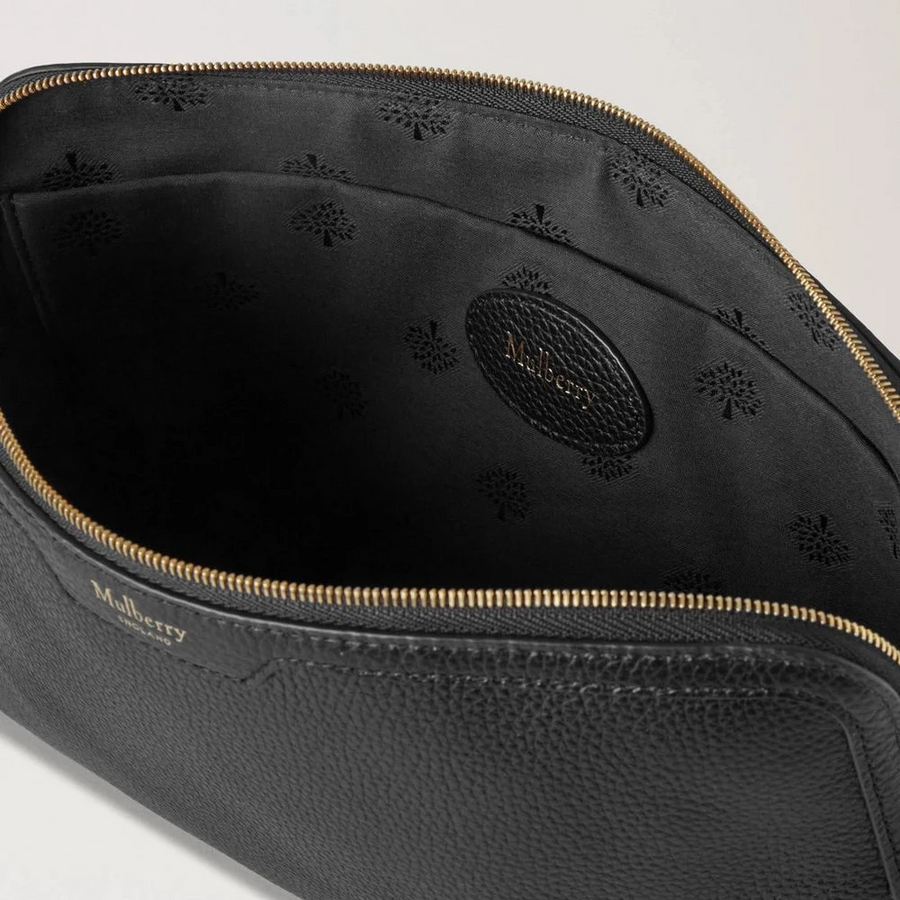 Mulberry Große Kosmetiktasche in Schwarz mit kleiner klassischer Narbung