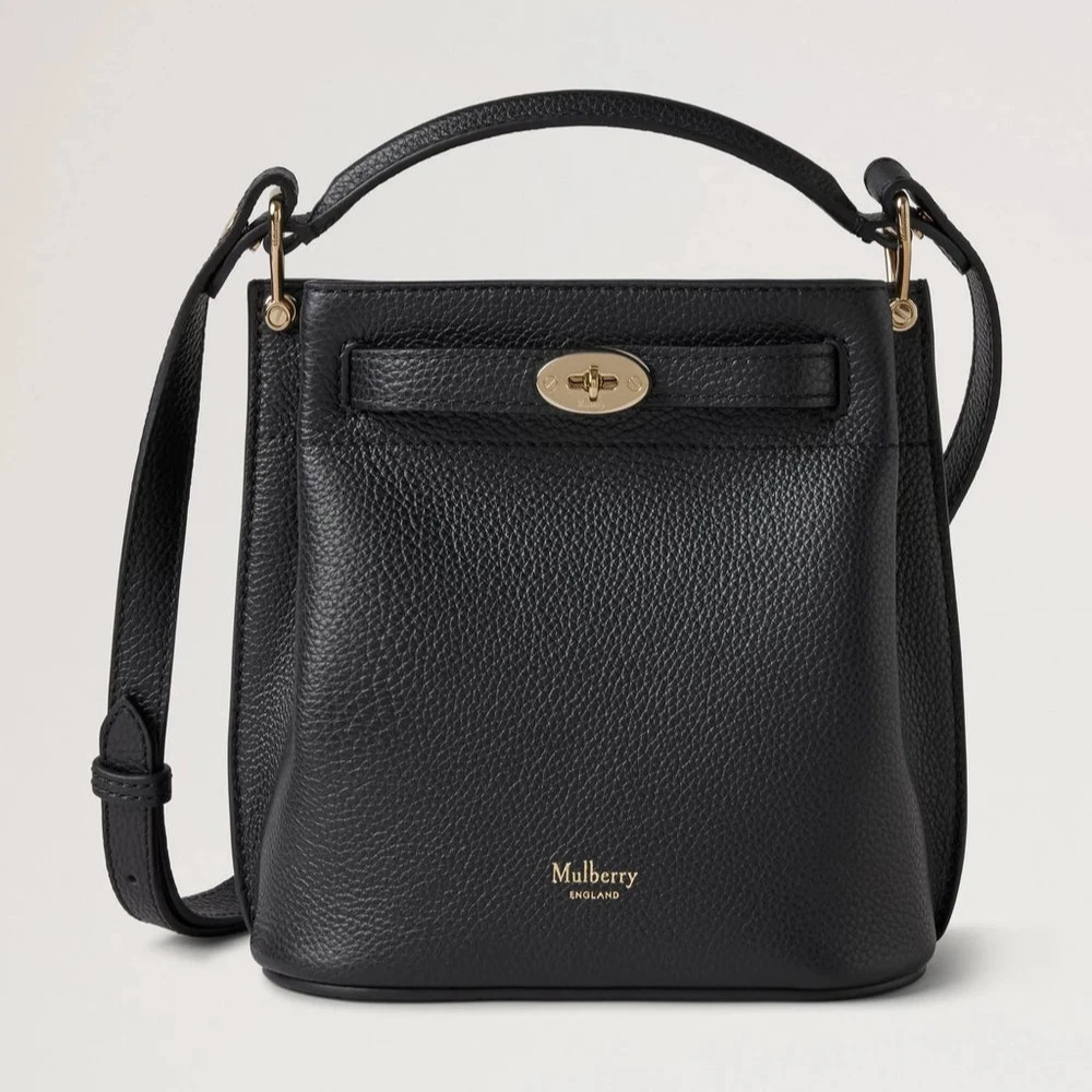 Mulberry Mini Islington Bucket Bag Kleine klassische Narbung Schwarz