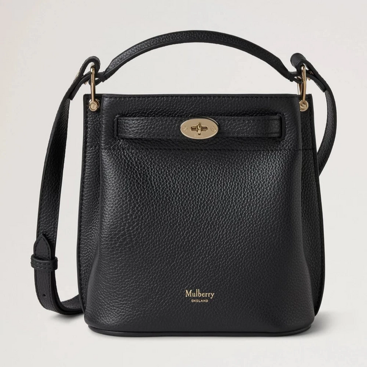 Mulberry Mini Islington Bucket Bag Kleine klassische Narbung Schwarz