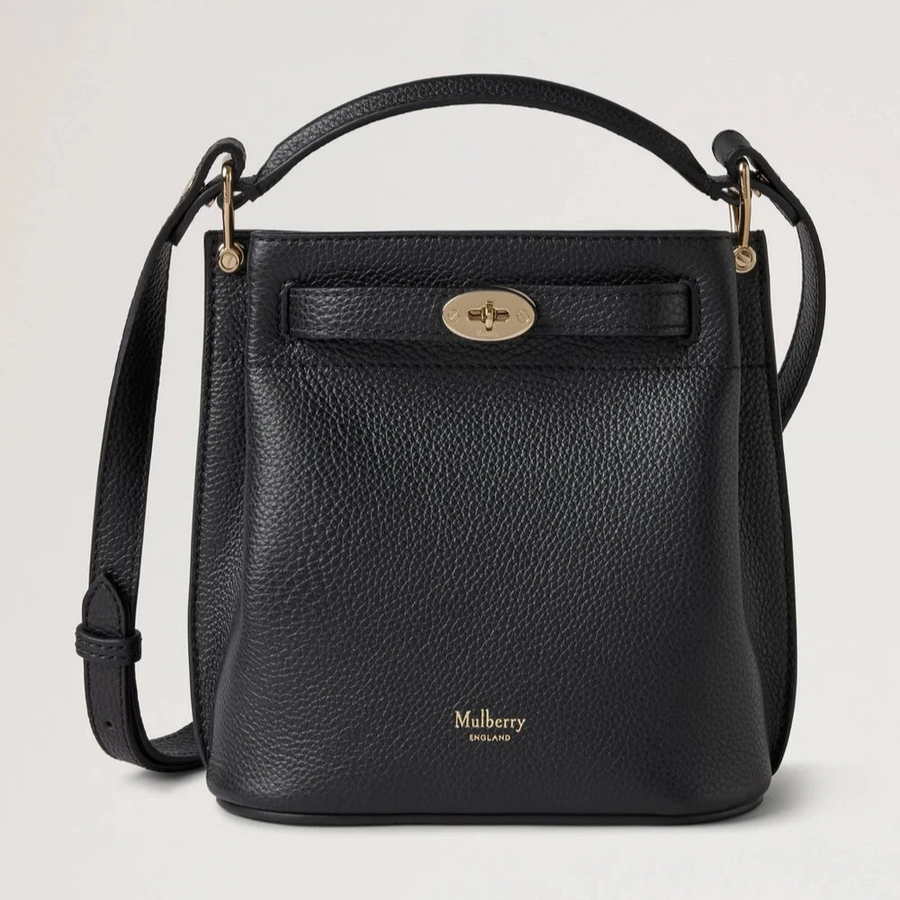 Mulberry Mini Islington Bucket Bag Kleine klassische Narbung Schwarz