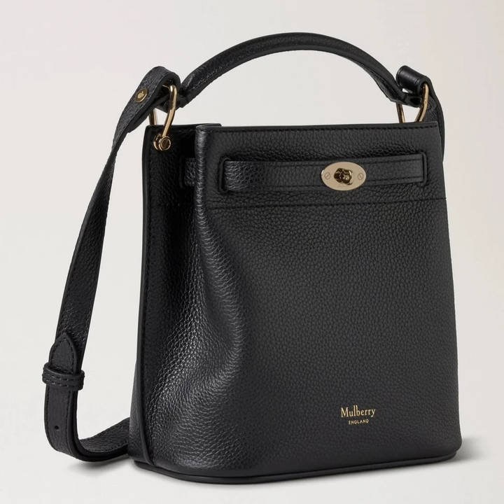 Mulberry Mini Islington Bucket Bag Kleine klassische Narbung Schwarz