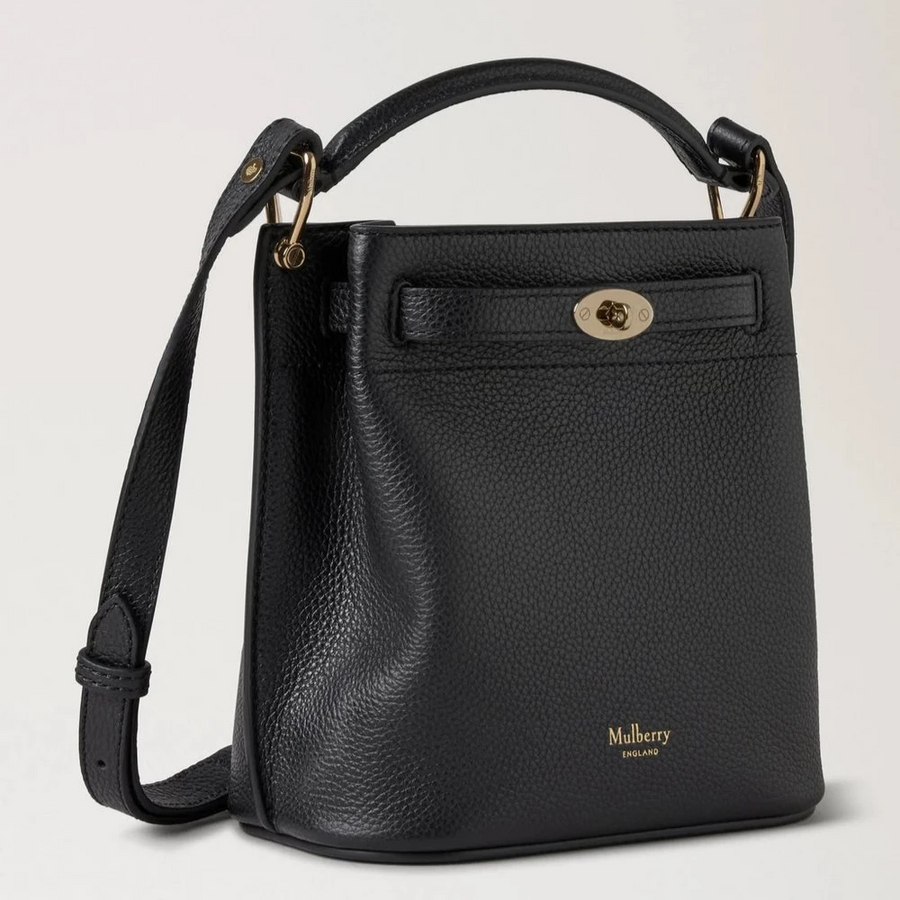 Mulberry Mini Islington Bucket Bag Kleine klassische Narbung Schwarz