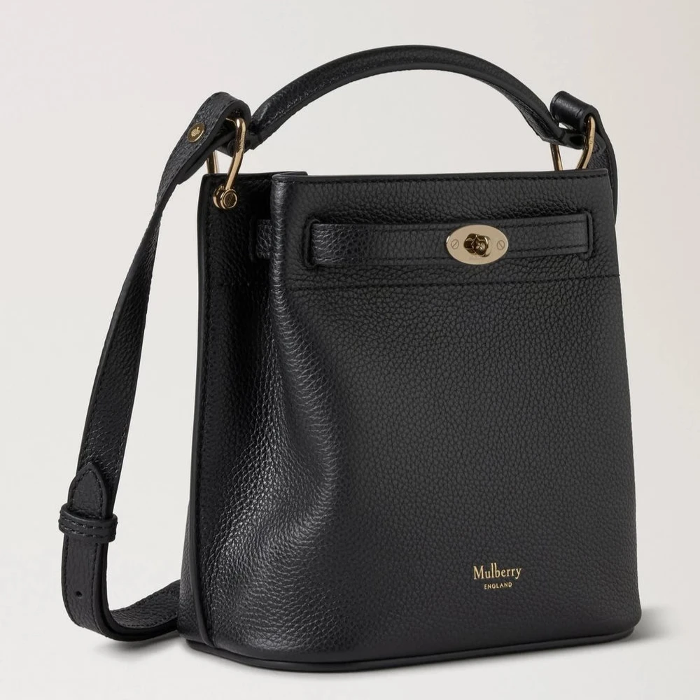 Mulberry Mini Islington Bucket Bag Kleine klassische Narbung Schwarz